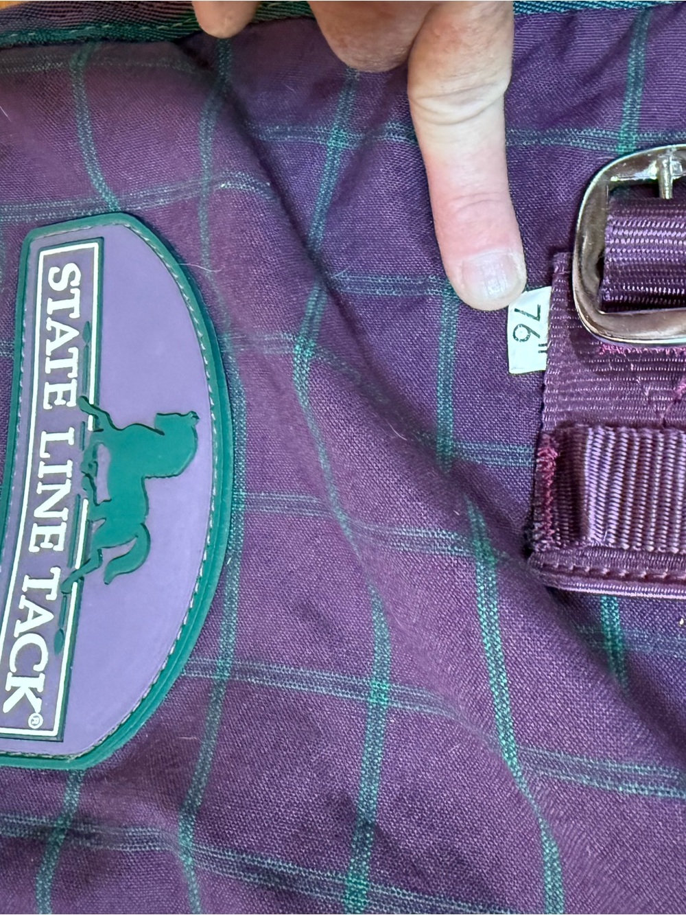 Purple Plaid StateLine Equestrian stable sheet size 76 horse wear
